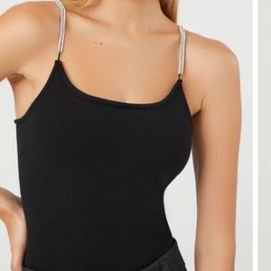 Sweater-Knit Rhinestone Cami Bodysuit